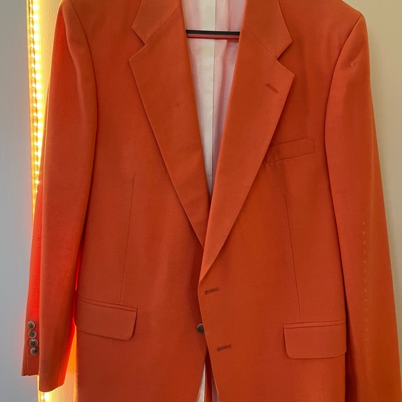Mens Orange Spring Jacket Rayon/Linen - Picture 1 of 7